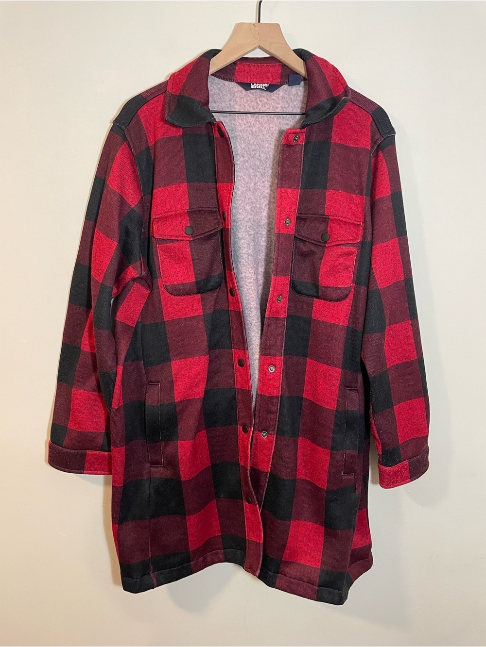 Lands' End Women's Buffalo Plaid Shacket Shirt Jacket Soft & Cozy Size 1X 16-18W - Picture 4 of 12